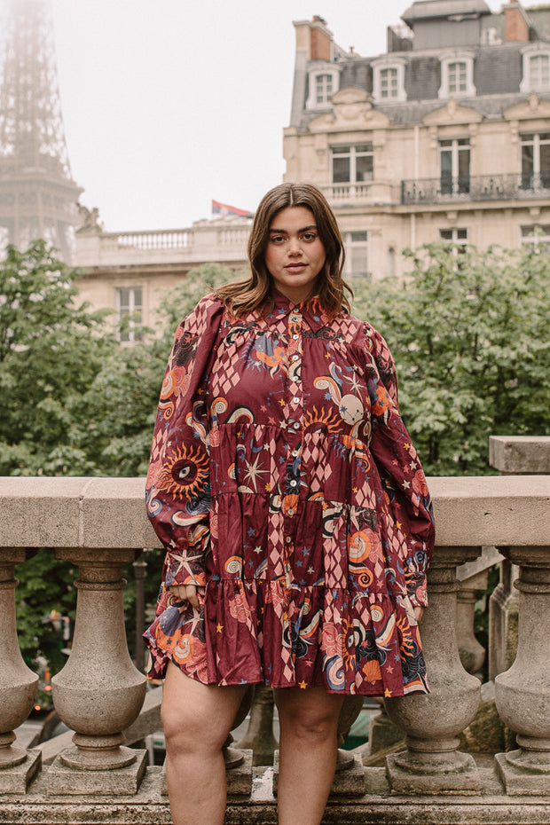 THE DREAMER MINI DRESS - BURGUNDY