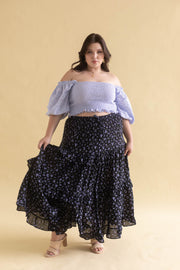 FLORES FRILL MAXI SKIRT - BLACK