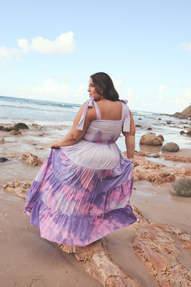 RIPPLE TIERED DRESS - DUSK