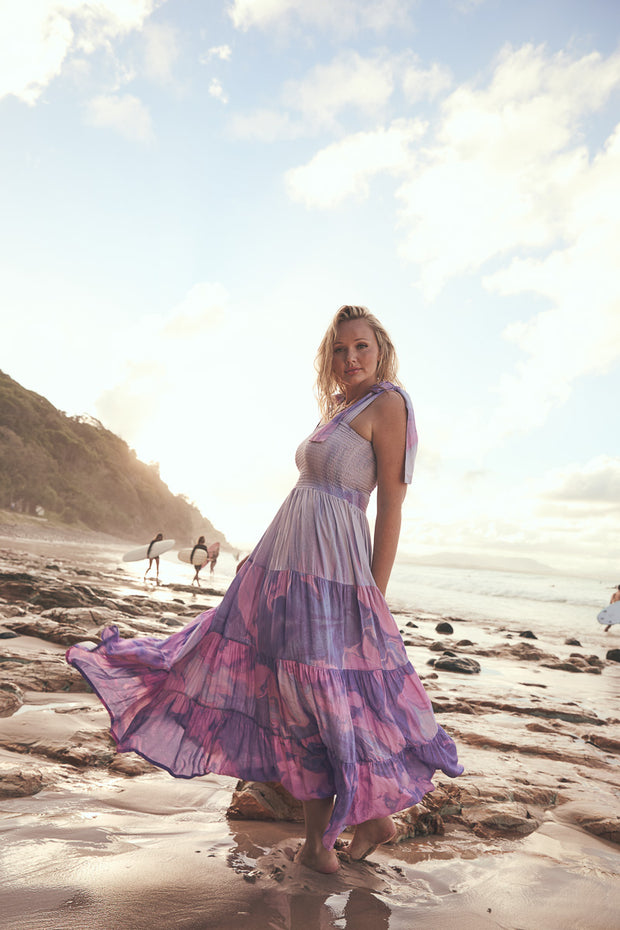 RIPPLE TIERED DRESS - DUSK